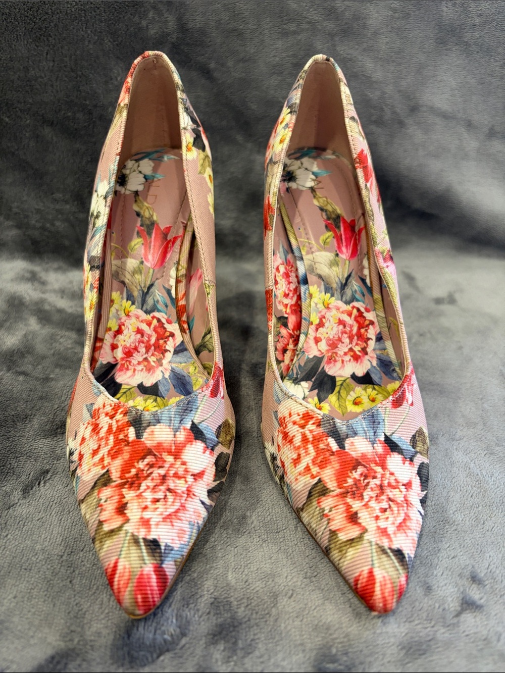Aldo Pink Floral Pointed-Toe Pumps